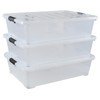 Fiazony 50 L Large Plastic Storage Underbed Container, 3-Pack Clear
