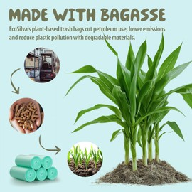 Small Compost Bags 1.3 Gallon Mini Trash Bags 125 Count, Ecosilva Compostable Bag 5 Rolls Small Trash Bags ASTM 6400, 4-5 L Wastebasket Compostable Bag for Kitchen Compost Bin (Green)