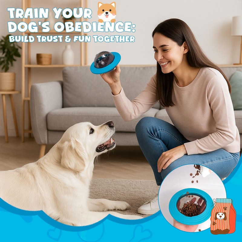 Interactive Dog Puzzle Toy, UFO-Shaped Treat Dispenser Ball, Mental Stimulation