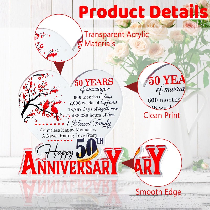 50th Wedding Anniversary Acrylic 50th Wedding Anniversary Decoration for Wife