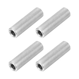 PATIKIL M6 Round Connector Nuts, 4 Pcs 0.39" OD x 1.38" H 304 Stainless Steel Round Knurled Thumb Coupling Nut Sleeve Threaded Rod Bar Stud Tube Hardware Fastener for Camera Lamp Bracket