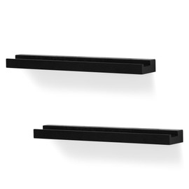 NIUBEST Vinyl Record Wall Mount, 2 Pack - Record Shelves Holder for Record Display Record CD Book Artwork Vintage Storage for Home (Black)