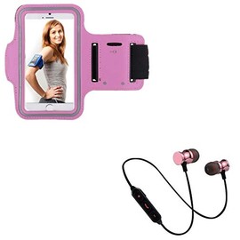 Running T6 Pink Sports Kit for BlackBerry Key2 Smartphone - Bluetooth Headphones + Cuffs
