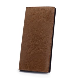 AfitLulu Long Mens Wallets Retro and Ultrathin Credit Card Holder Wallet for Suit Pocket, Multi Card Slot Men's Wallets Faux Leather Men Slim Wallet with 7 Card Slots and ID Window (Brown)