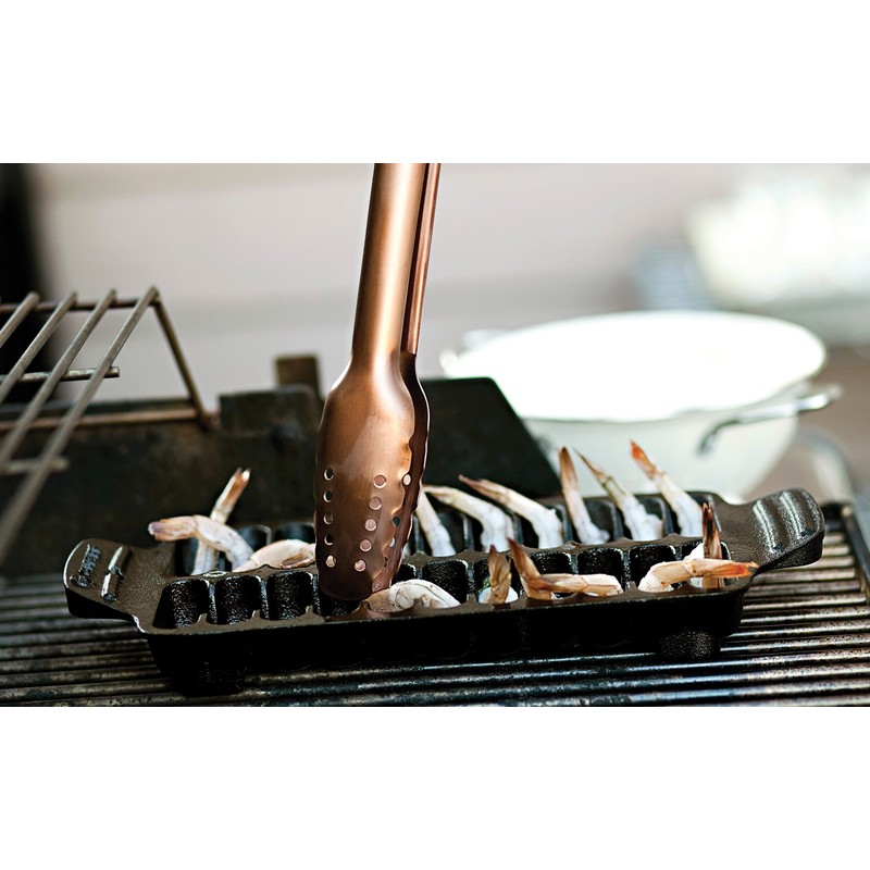 Outset 76375 Shrimp Cast Iron Grill and Serving Pan ,