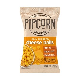 Pipcorn Heirloom Cheese Balls Cheddar, 4.5 Ounce