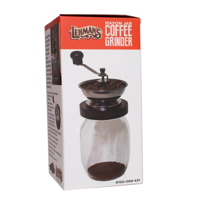 Lehman's Manual Coffee Grinder with Mason Jar Grounds Storage, Comfortable
