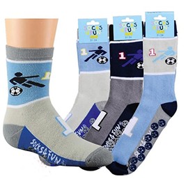 TippTexx 24 6 pairs of children's stopper socks, ABS socks, stockings with nub sole, many beautiful patterns with anti-hole guarantee, Football No 1