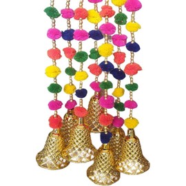 Export Quality Pom Pom Door Hanging Toran, Latkan for Party, Birthday, Wedding, Christmas, Home, Main Door Bandarwar Decoration item (Multicolor) (Height :- 40 inch) (Pack of 2)