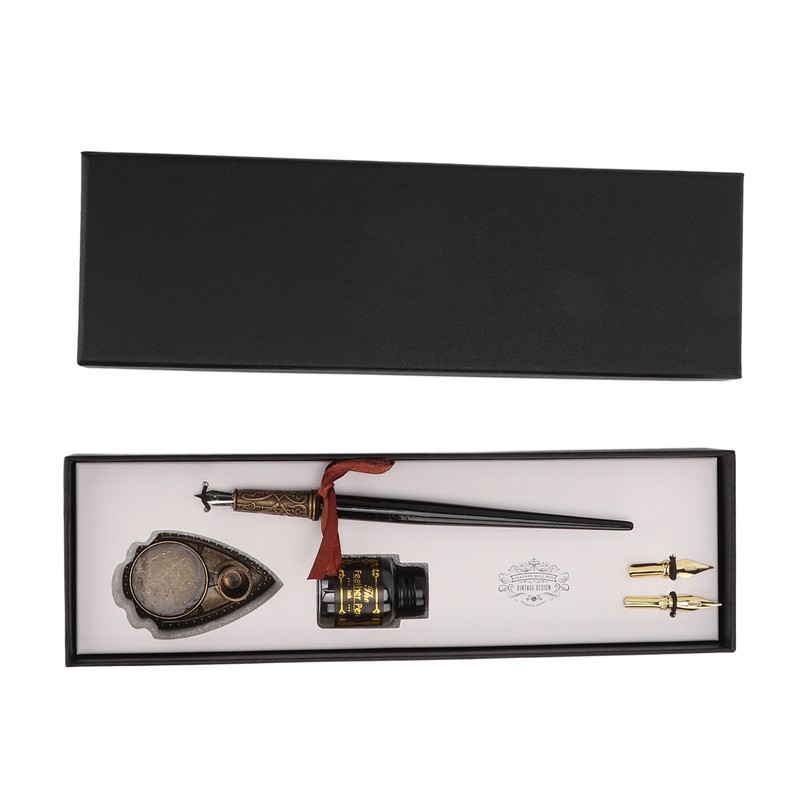 Feather Pen Set Durable Creativity Easy Writing Stationery Gift Box