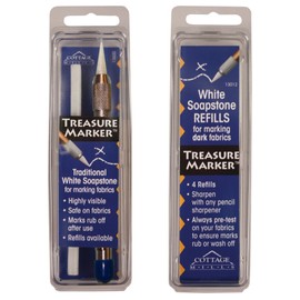 Treasure Marker – Soapstone Fabric Marker with 6 Refills – Marks Easily Rub or Wash Off – Sharpen with a Pencil Sharpener