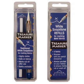 Treasure Marker – Soapstone Fabric Marker with 6 Refills – Marks Easily Rub or Wash Off – Sharpen with a Pencil Sharpener