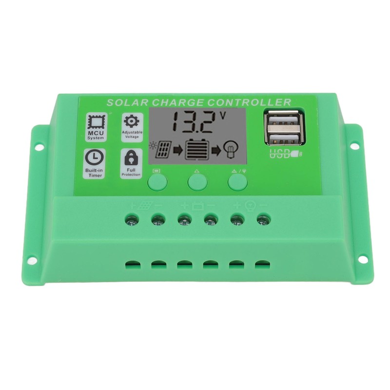 Green PWM Solar Charge Controller LCD Large Screen Display Photovoltaic