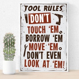 RED OCEAN Tool Rules Hanging Plaque Vintage Pub Bar Garage Man Cave Workshop Dad Grandad Birthday Gift