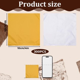 300 PCS Chocolate Wrappers Packaging, 4" X 4" Square Gold Aluminum Foil Candy Wrappers for Homemade Candy, Individual Chocolate Packaging for Wedding Birthday Party