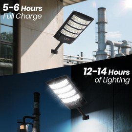 Solar Powered Outdoor Lights, 6500K Large LED Flood Lighting with Motion Sensor & Remote, Waterproof Dusk to Dawn Wall, Patio, Farm Lights for Garden, Yard, Garage