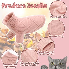 EMUST Pet Sweater, Dog Sweaters for Large Dogs with Sleeves, Warm Dog Sweater for Cold Weather, Pink 4XL