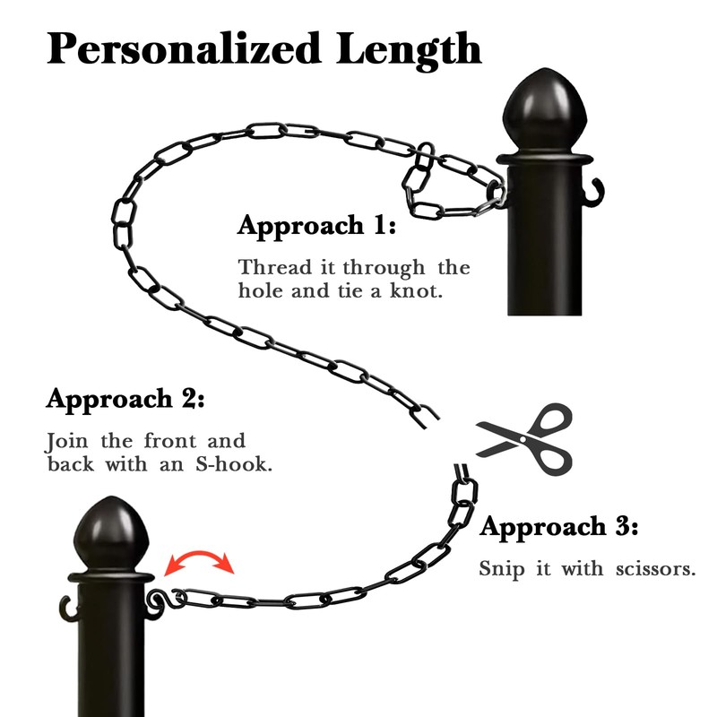 DrawPies Black Plastic Chain, 100Ft Plastic Chain Links Safety Chains