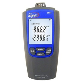 Supco EM10 Temperature and Humidity Meter with LCD Display, 14 to 122 Degrees F