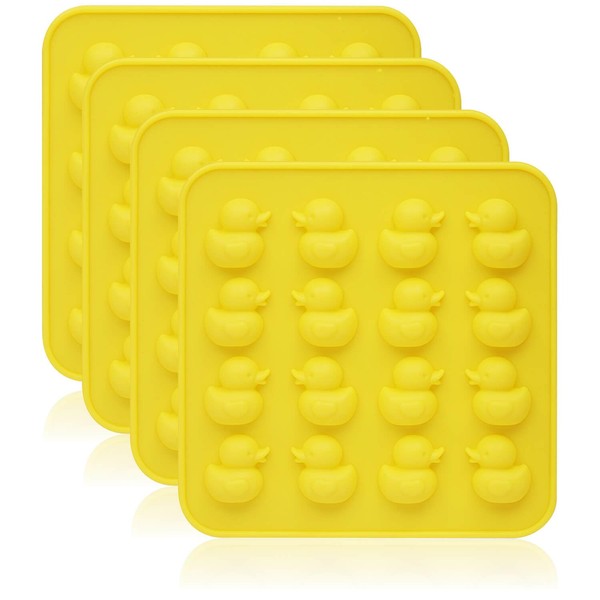 Galivet 4Pcs Duck Silicone Chocolate Molds, 16-Cavity Little Rubber Ducky