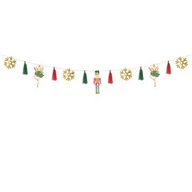 Nutcracker Garland 16.5 x 200 cm - Party Garland for Hanging - Festive Christmas Garland for Christmas Birthday Wedding - Hanging Decoration Christmas Decoration & Party Accessories Red Green Gold