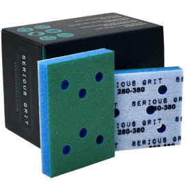 Serious Grit - 3" x 4" Foam Abrasive 280-380 Finish Sanding Pads - Fits Surfprep, Uneeda Ekasand, & Mirka - 1/2" Thick Soft Foam Hook & Loop Sandpaper Pads for 3x4 Sanders - Made in USA - 10 Per Box