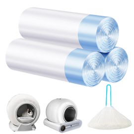 Cat Litter Bags 60 Count,19.68"x17.71" Drawstring Close Litter Box Liners for Automatic Litter Box,Thick Cat Poop Bags,Easy to Clean,Heavy Duty Robot Bag for Self-Cleaning Box