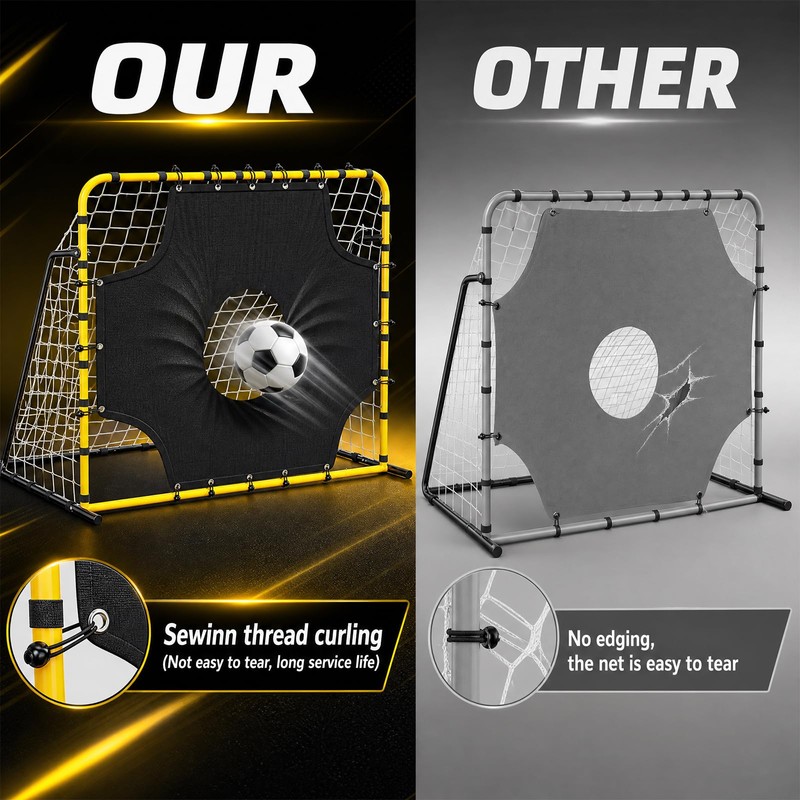 JIRTEMOT 5×4FT 3-in-1 Soccer Rebounder & Goal Net Set