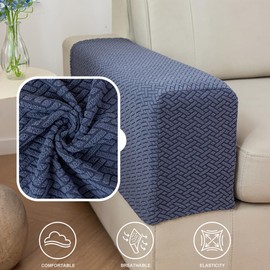 Couch Sofa Arm Chair Covers Set of 2 Polyester Stretch Arm Rest Covers for Sofa Recliner Chair Arm Covers Protectors with Twist Pins (Light Coffee,M)