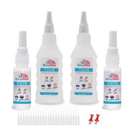 BondXtra Thin Viscosity 8 oz. Premium CA Glue for Woodworking with Extra Bottles, Caps and Microtips, Super Glue Kit for Woodturning, Plastic, Wood and DIY Craft