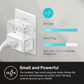 Kasa Matter Smart Plug w/ Energy Monitoring, Compact Design, 15A/1800W Max, Super Easy Setup, Works with Apple Home, Alexa & Google Home, UL Certified, 2.4G Wi-Fi Only, White, KP125M (4-Pack)
