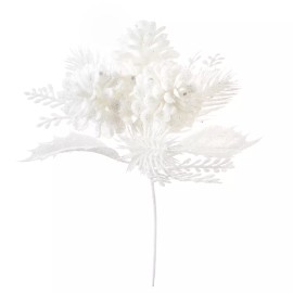 Darice Glitter Holly And Pinecone Pick White 5.91 X 7.87 Inches