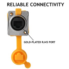 PENGLIN 5PCS RJ45 Panel Mount Coupler, D-Type RJ45 Panel Connector, CAT6/5E/CAT5 Female to Female LAN Network Bulkhead Pass Through Socket with Cap