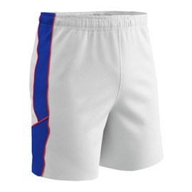 Champro Men's Standard Header Lightweight Soccer Shorts, White, Royal, Scarlet, Adult Medium