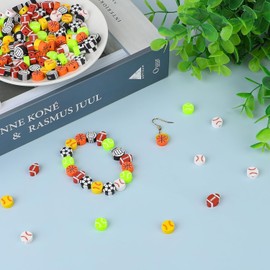150 Pcs Sports Beads for Bracelets Making Basketball Beads Sports Charms for Jewelry Making Sport Ball Clay Beads Sports Clay Bead Football Baseball Volleyball Beads Clay Bead Charms
