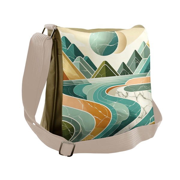 Ambesonne Lake Messenger Bag, Mountain Minimal Marble Print, Unisex Cross-body