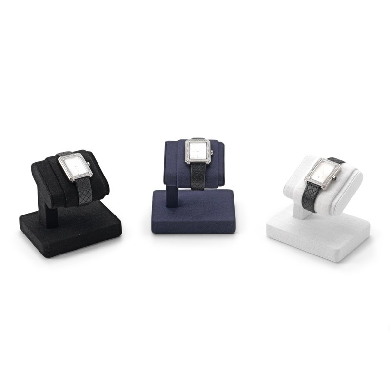 Woodten Single Watch Stand Display with Linen Lining - Compact