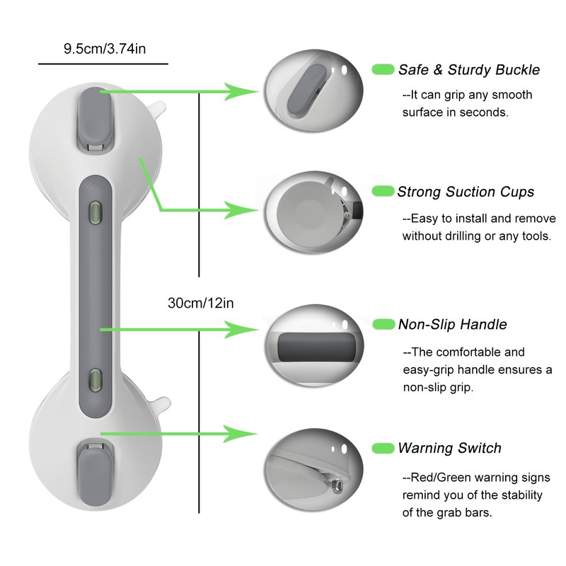 Grab Bars for Seniors, 12 Inch Grab Rail Shower No