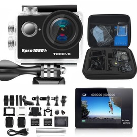 TECEVO VPro Sports Camera HD 1080P 170 Degree Ultra-wide Angle Lens 12MP 98-Feet(30-meter) 2 Inch LCD Display Waterproof Sports Diving Camera WiFi Remote Control Helmet Action Camera Now With Free Carry Case (Black)