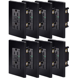 Black GFCI Outlet 15Amp 8PK,Nineleaf Gfi Electrical Outlet with LED Indicator,Weather Resistant 120V,Screwless Wall Plates and Screws Included,ETL