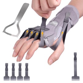 Radial Nerve Palsy Splint Brace for Wrist drop, 5 Fingers Extension, Stroke Patient Recovery, Finger Limp, Crutch Palsy, MCP Arthroplasty, for both Left and Right Hand - Gray