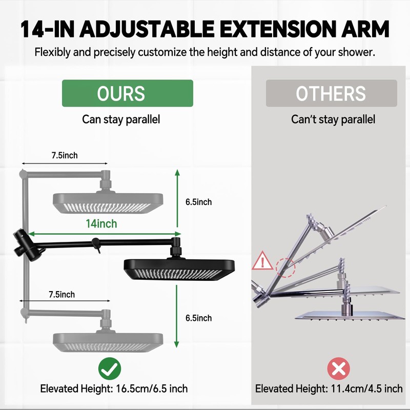 JFJIARUI 13" Shower Heads with Handheld Spray Combo, High Pressure