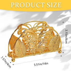 Gold Butterfly Napkin Holder, Modern Metal Upright Napkin Dispenser for Kitchen and Dining Countertops, Stylish Table Accessory for All Room Décors