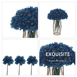 Kimura's Cabin - Ramos de flores artificiales de seda, hortensias de crisantemo, 21 unidades para el hogar, mesa de comedor, decoración de fiesta, boda (color azul marino, paquete de 21)