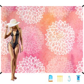 Famstar Beach Blanket Oversized Extra Large78 X 110",Waterproof Sandproof Beach Blanket 2-8 Adults Lightweight Durable for Travel Camping Hiking Picnic