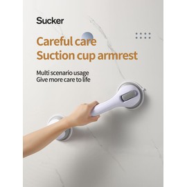 Shower Grab Bar 1 Pack Suction Cup 16 Inch Shower Grab Bars for Bathtubs and Showers, Bathroom Safety Grip No Drilling Waterproof, Heavy Duty Shower Handrails for Seniors and Elderly