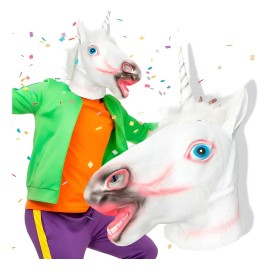 Ghoulish Productions Máscara Unicornio Blanco Disfraz Fiesta Halloween