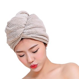 Super Absorbent Hair Drying Cap Towels Wrap Women Girls Microfiber Dry Hair Hat Towel Turban with Button Design Quick Drying Lady Bath Head Wrap