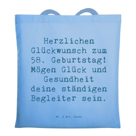 Mr. & Mrs. Panda Tragetasche Spruch 58. Geburtstag - Geschenk, Glück und Gesundheit, einmalige Geschenke, Beutel, 58 Jahre, ständige Begleiter,