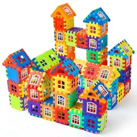 JoviJon 120PCS Multicolor Plastic Building Blocks, House-Shaped Interlocking Pieces,3D Blocks Construction playboard, Creative Beyond Imagination,Set of 120